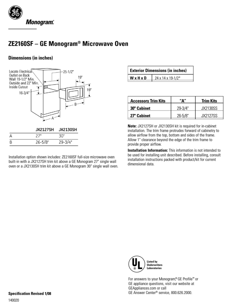 GE Monogram ZE2160SF User manual GE Monogram ZE2160SF User manual