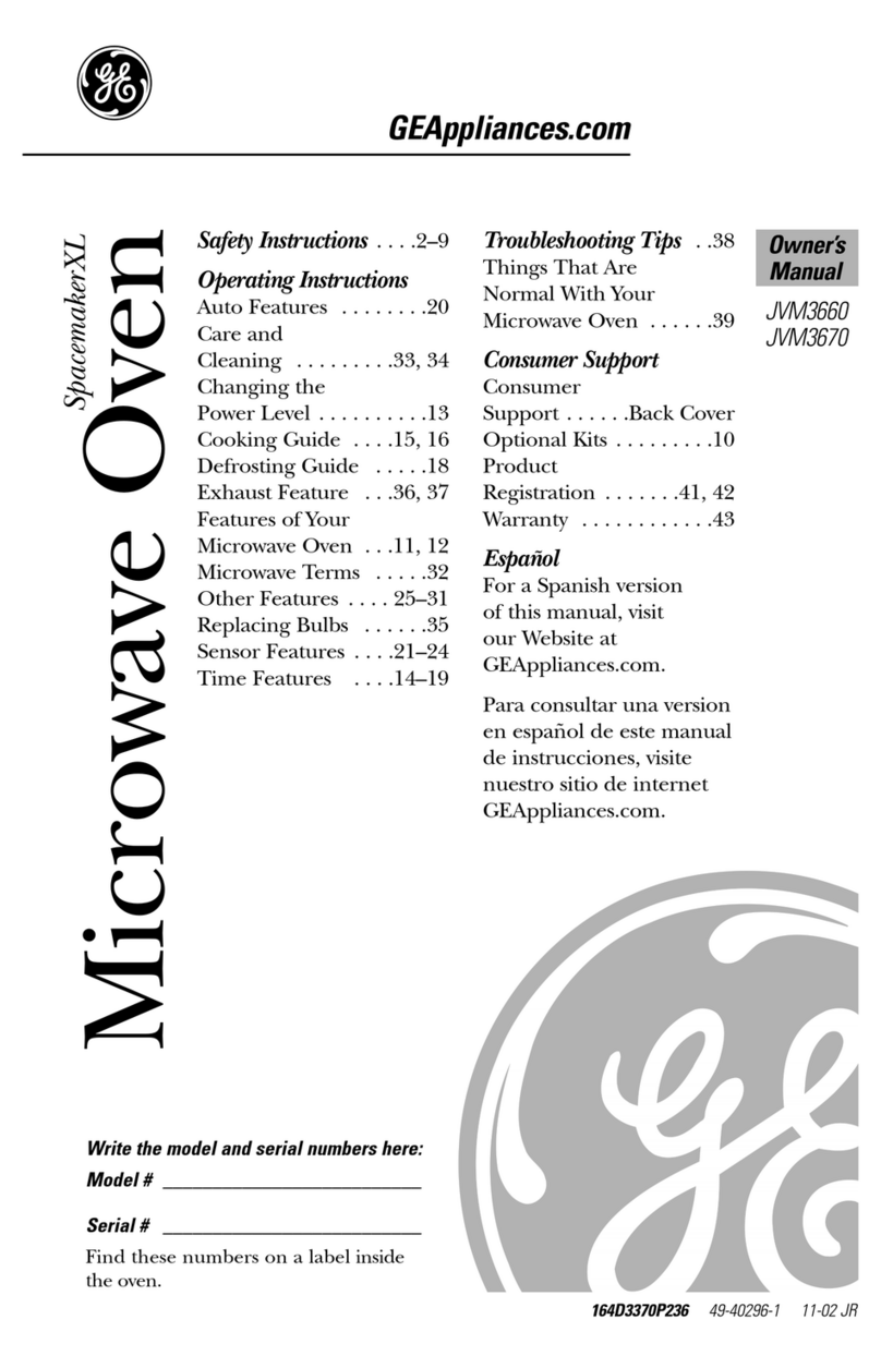 GE SpacemakerXL JVM3660BD owner's manual