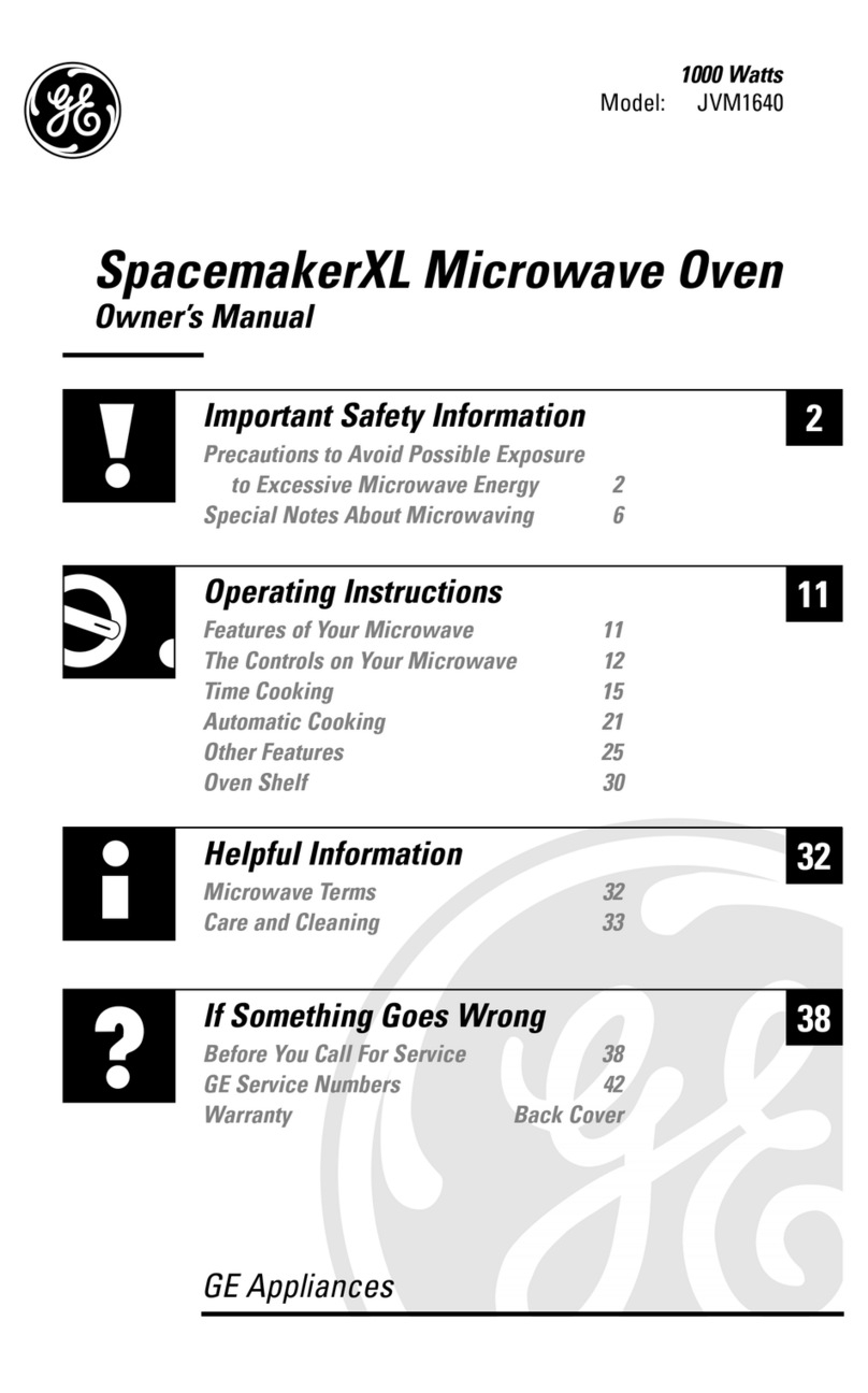GE SpacemakerXL JVM1640AB User manual