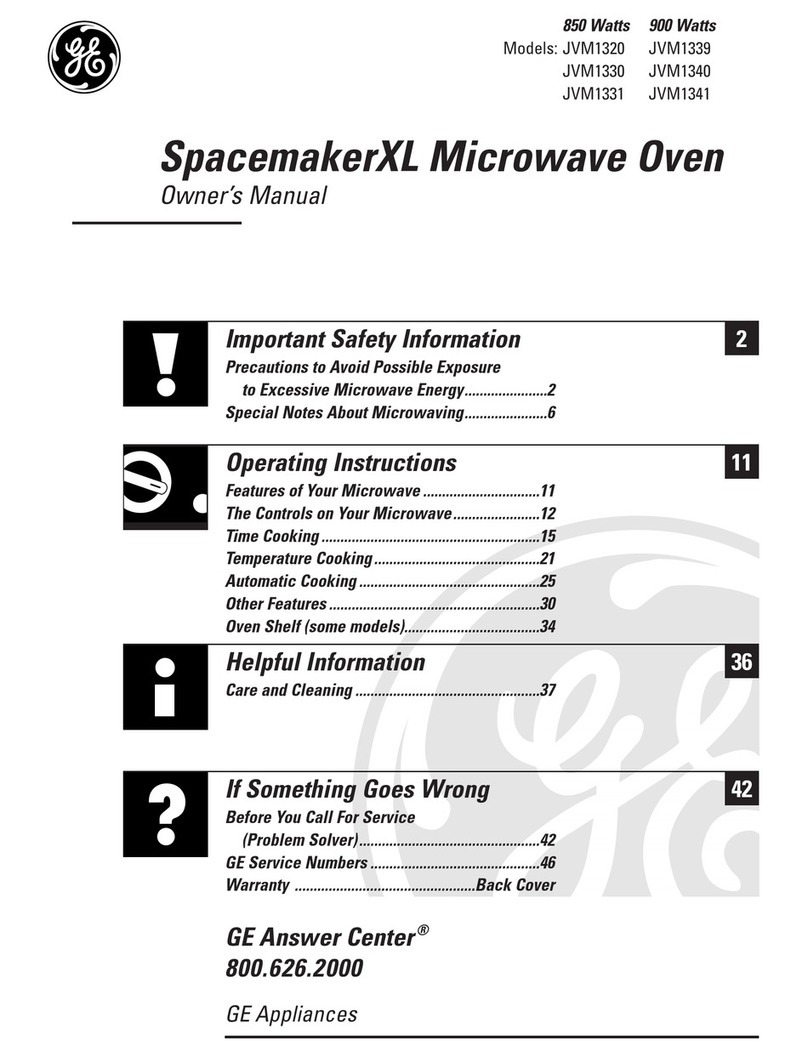 GE SpacemakerXL JVM1320 User manual