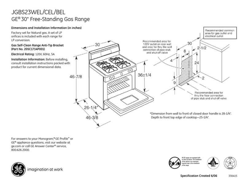 GE JGBS23WELWW Manual GE JGBS23WELWW Manual