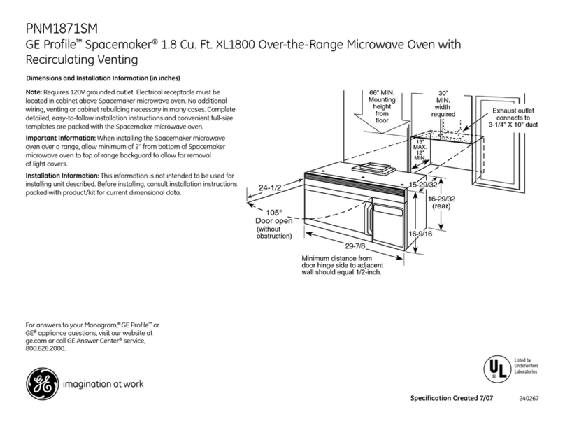 GE Profile Spacemaker PNM1871SMSS User instructions