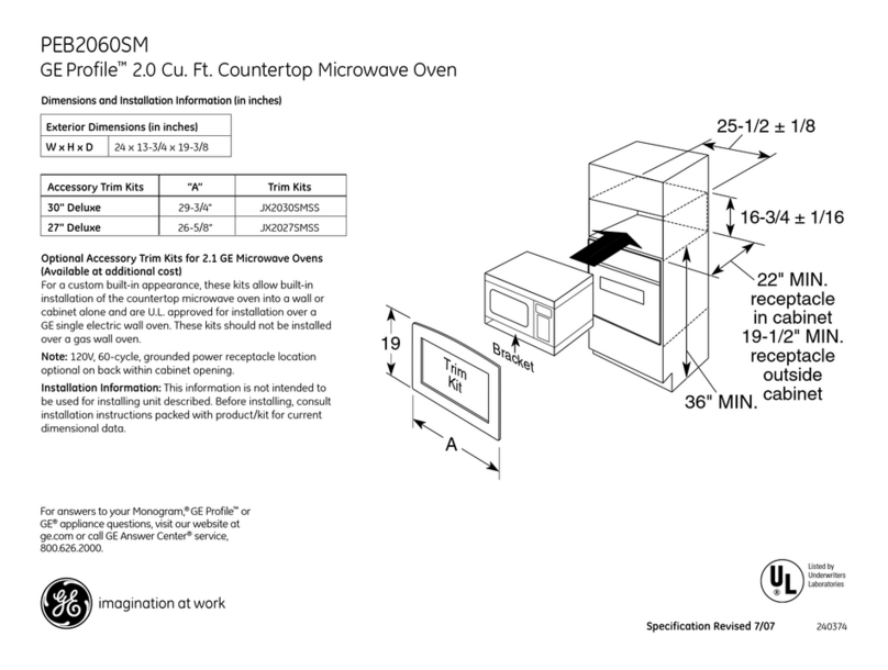 GE PEB2060SMSS - Countertop Microwave Oven Manual