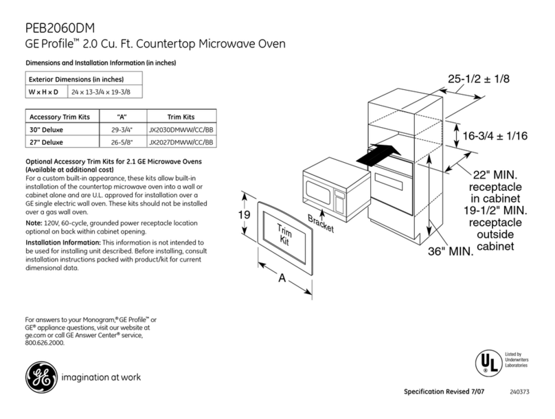 GE PEB2060DMWW - Countertop Microwave Oven Manual