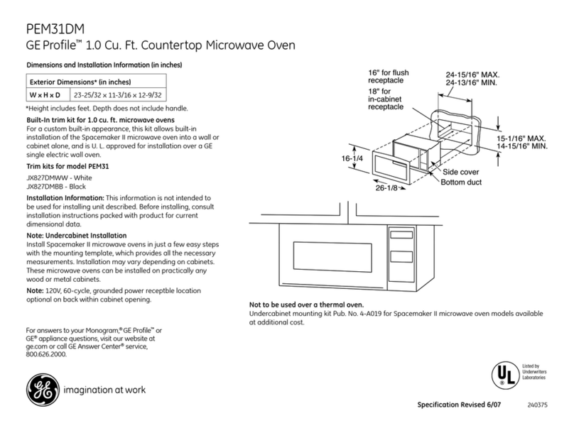 GE Profile Spacemaker II PEM31DM Manual