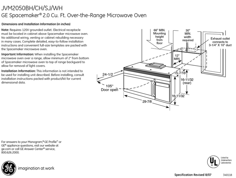 GE Spacemaker JVM2050BH User instructions GE Spacemaker JVM2050BH User instructions