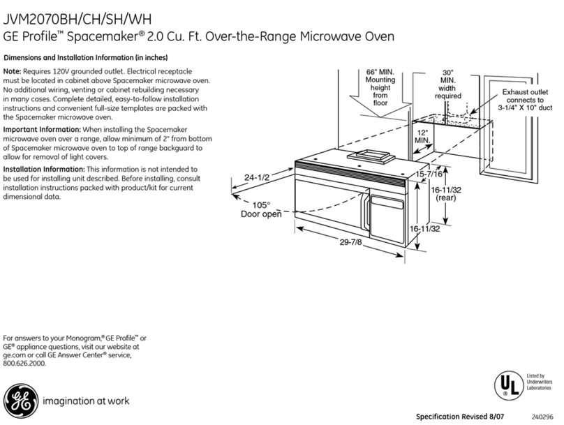 GE Profile Spacemaker JVM2070BH User instructions
