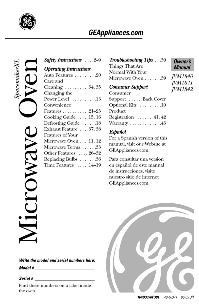 GE Spacemaker XL JVM1840 User manual