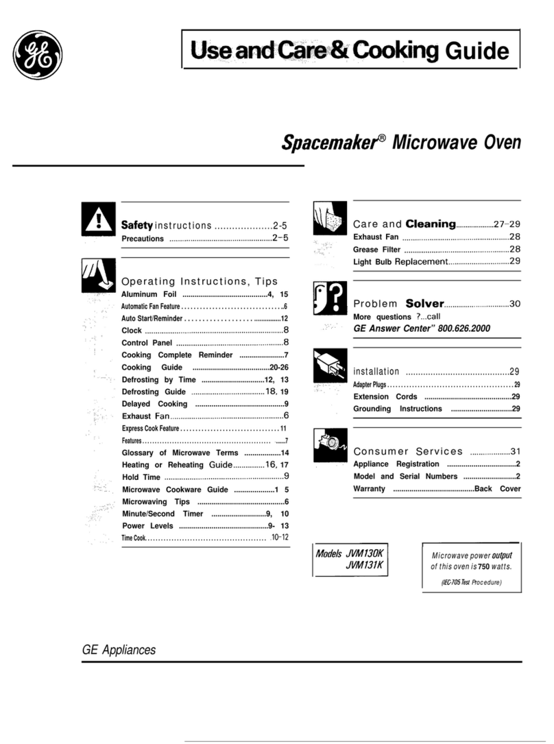GE Spacemaker JVM130K Use and care guide