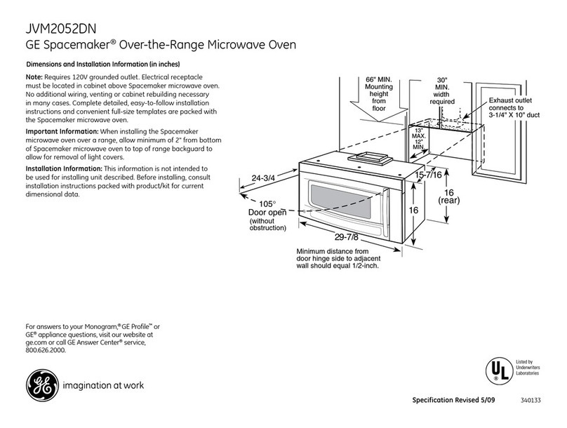 GE Spacemaker JVM2052DN Manual