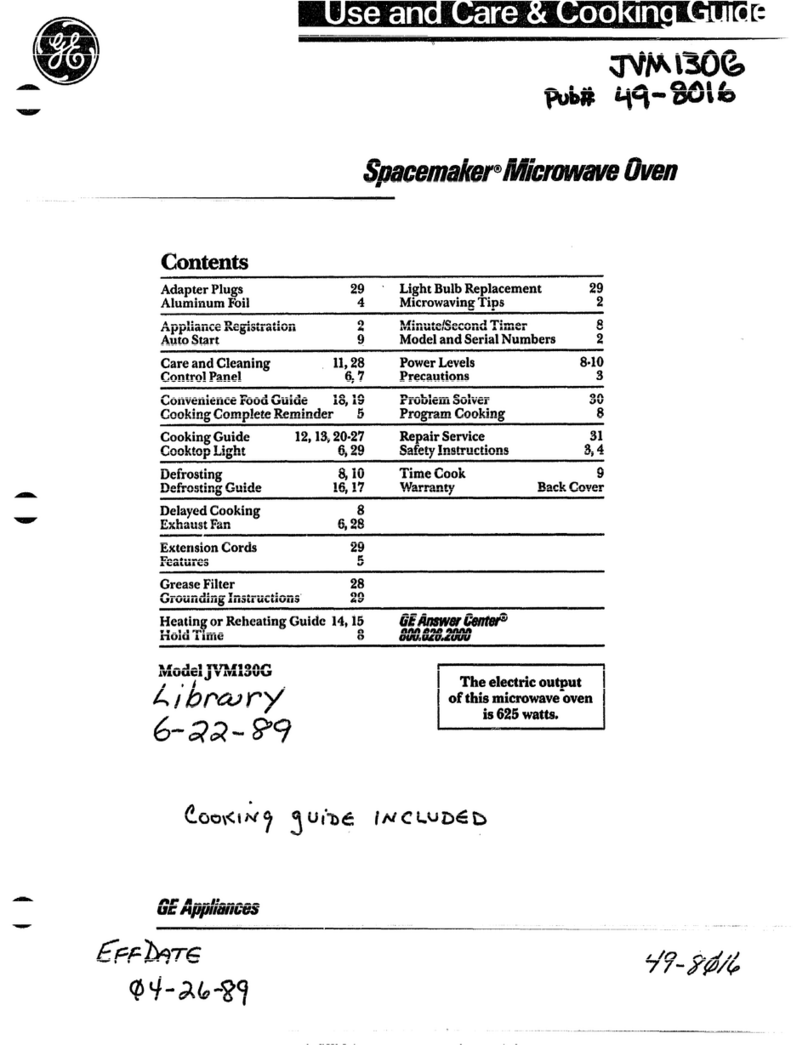 GE Spacemaker JVM130G User manual