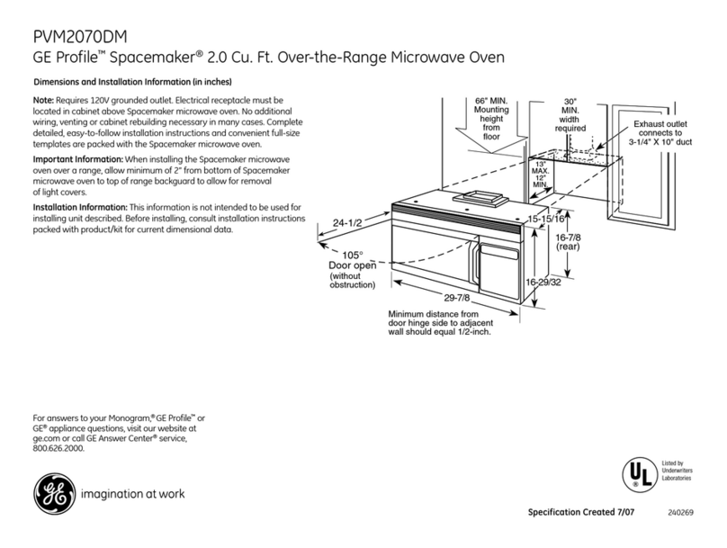 GE Profile Spacemaker PVM2070DMWW User instructions