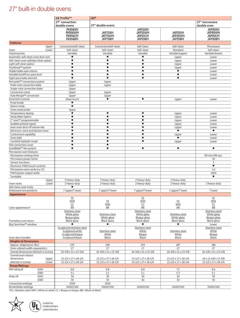 GE JKP35 Specification sheet
