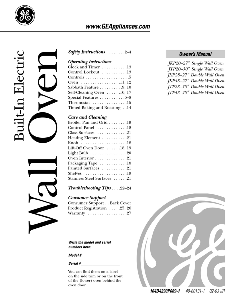GE JKP20-27 Single Wall Oven User manual