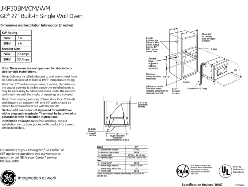 GE JKP30BM Manual