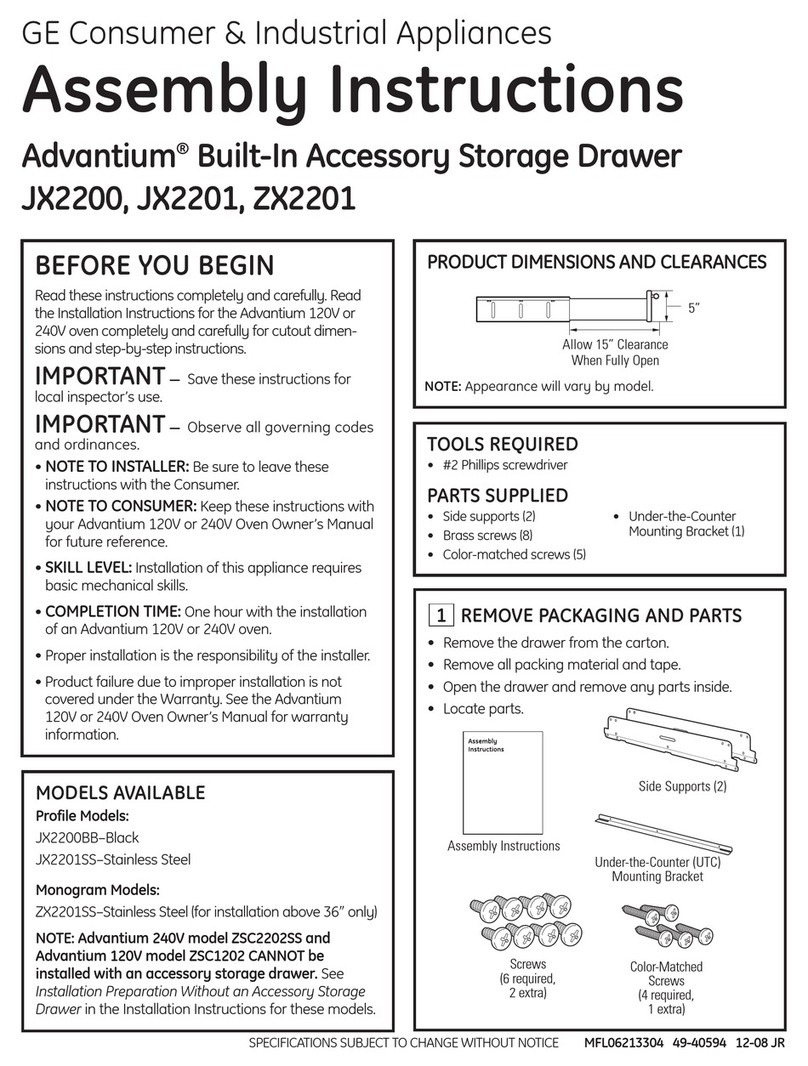 GE Monogram Advantium ZSC1202 Assembly instructions