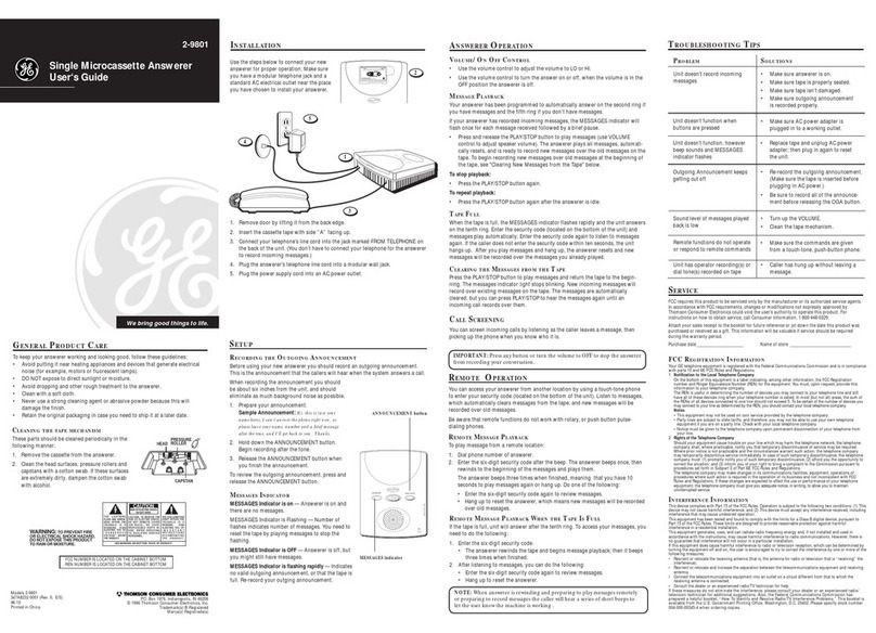 GE 2-9801 User manual