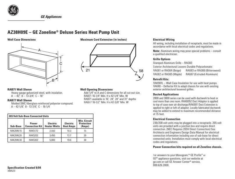 GE GE Zoneline AZ38H09E User instructions