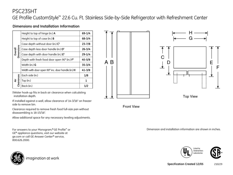 GE Profile CustomStyle PSC23SHTSS User instructions