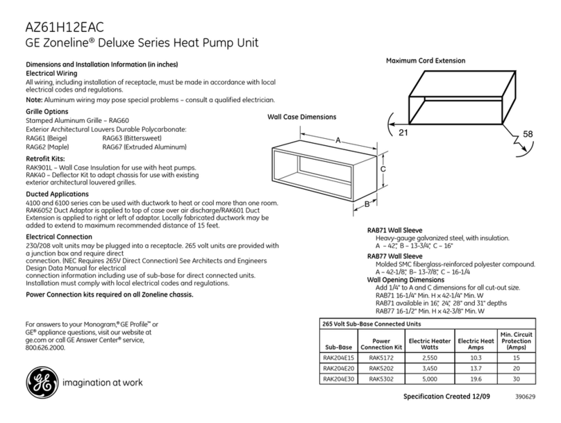 GE Zoneline AZ61H12EAC User instructions GE Zoneline AZ61H12EAC User instructions