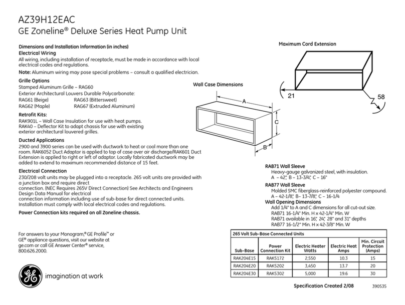 GE GE Zoneline AZ39H12EAC User instructions
