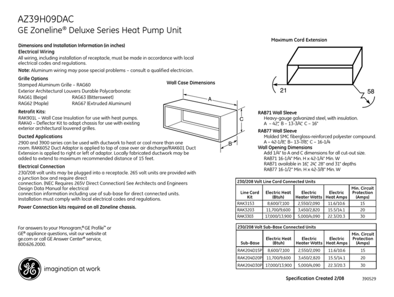 GE GE Zoneline AZ39H09DAC User instructions