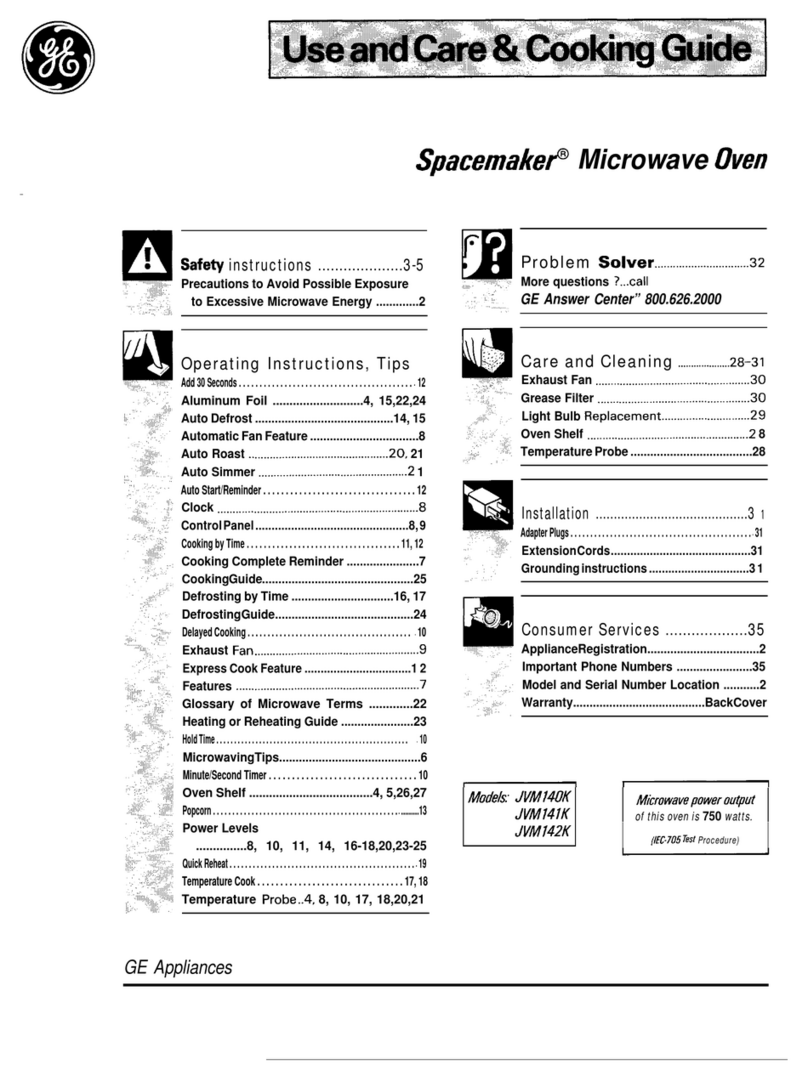 GE Spacemaker JVM140K User manual