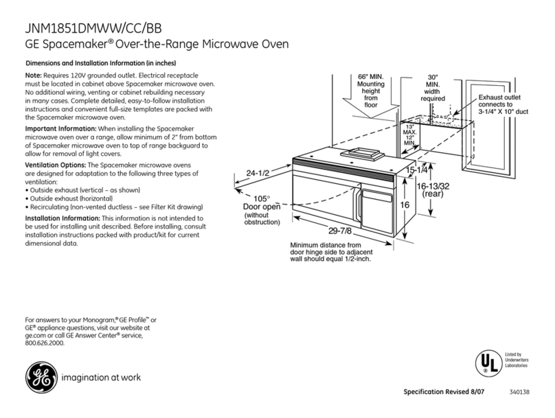 GE Spacemaker JNM1851DMBB User manual