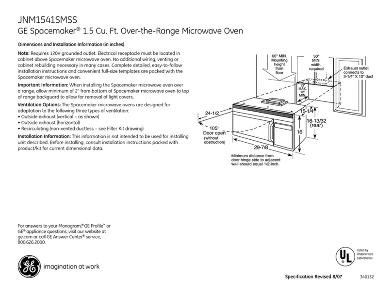 GE Spacemaker JNM1541SMSS User manual