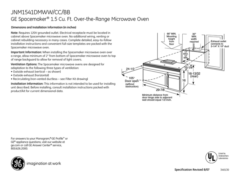 GE Spacemaker JNM1541DMWW User manual