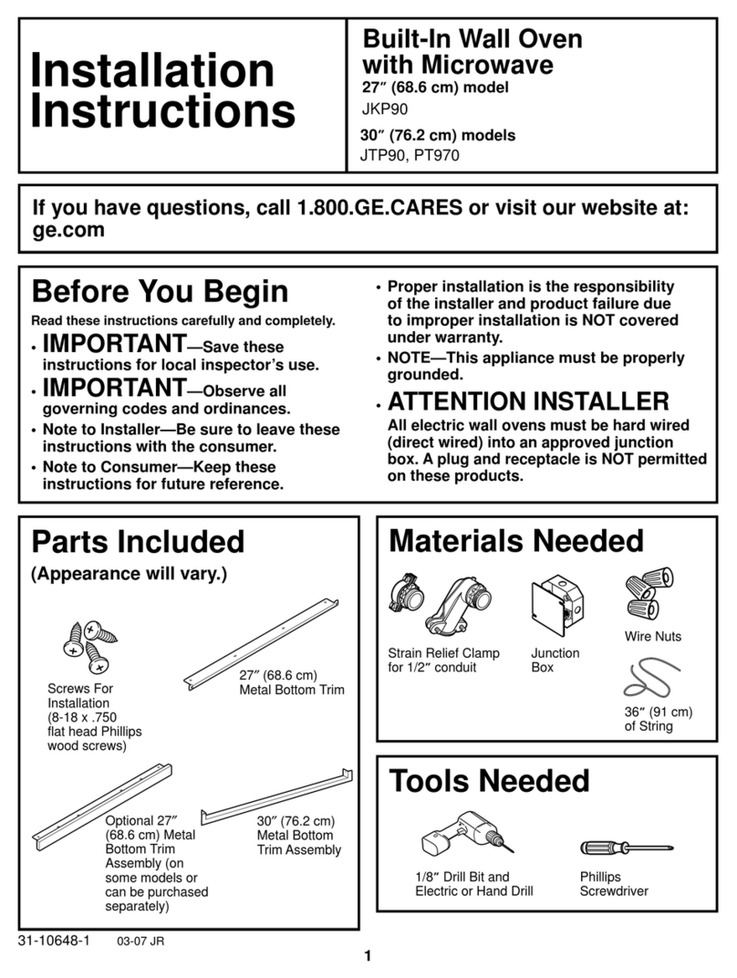 GE JKP90 installation instructions