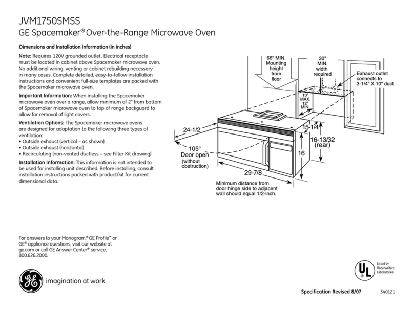 GE Spacemaker JVM1750SMSS Manual
