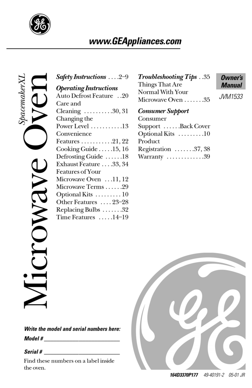 GE SpacemakerXL JVM1533 User manual GE SpacemakerXL JVM1533 User manual