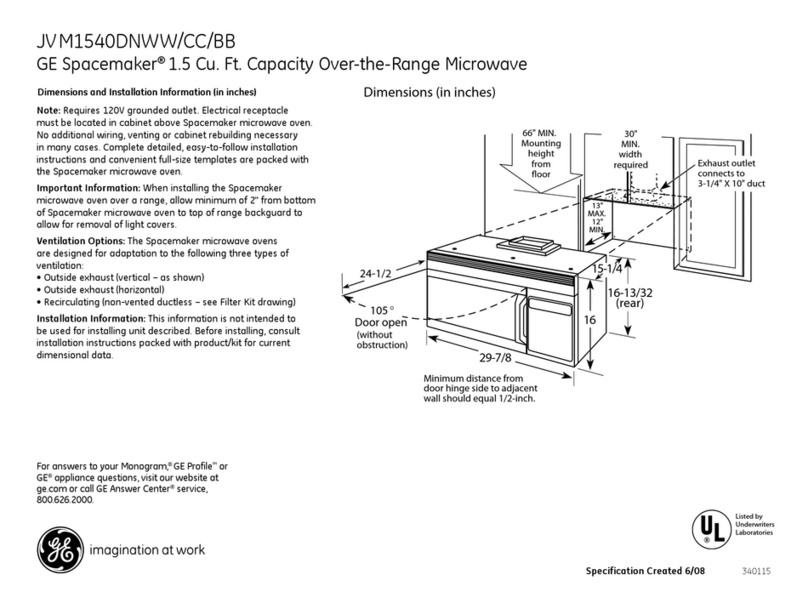 GE Spacemaker JVM1540DNBB datasheet
