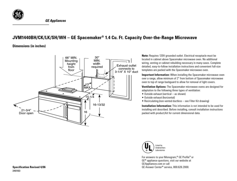 GE Spacemaker JVM1440BH User manual