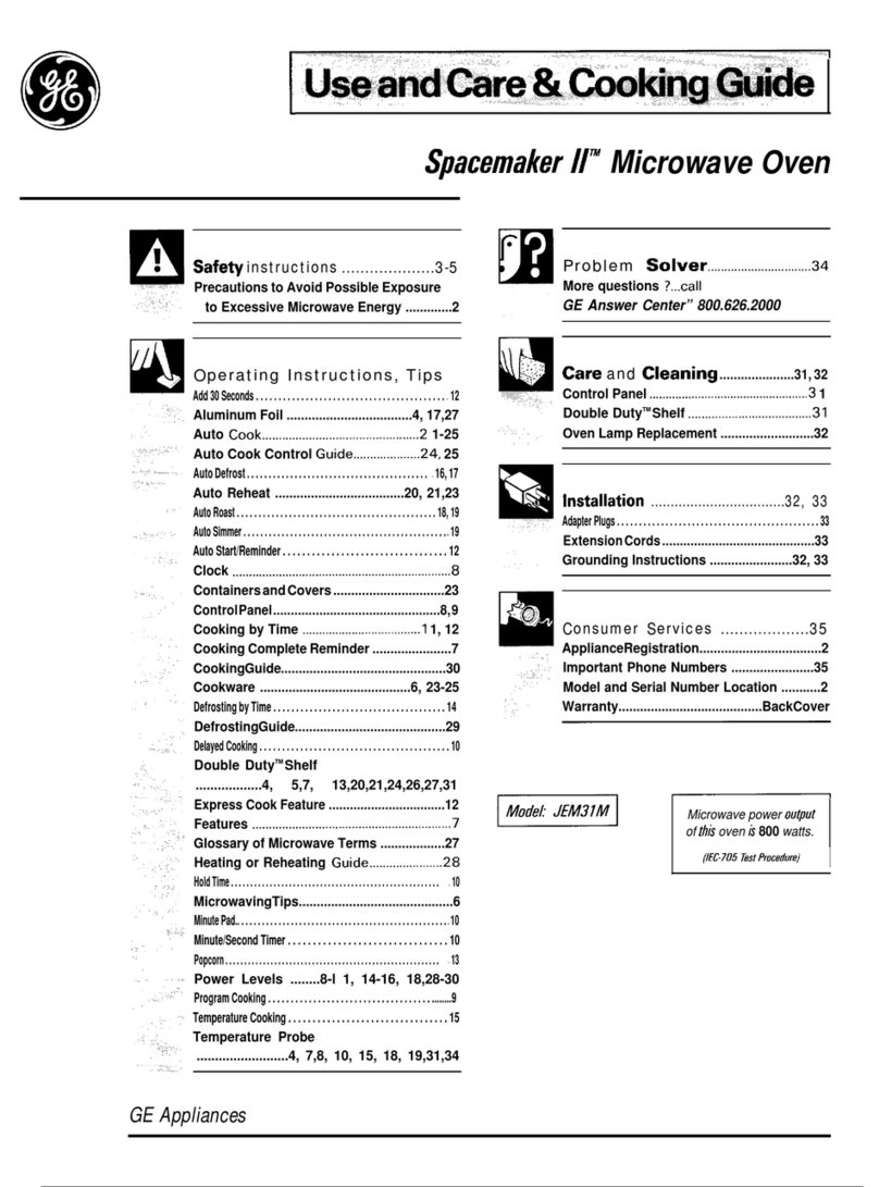 GE Spacemaker II JEM31M Use and care & cooking guide