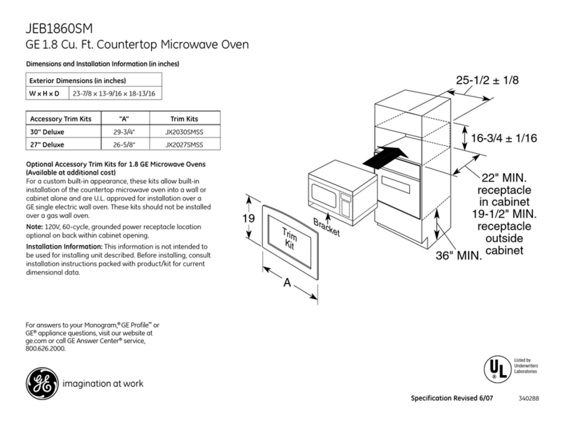GE JEB1860SMSS - Countertop Microwave Oven Manual