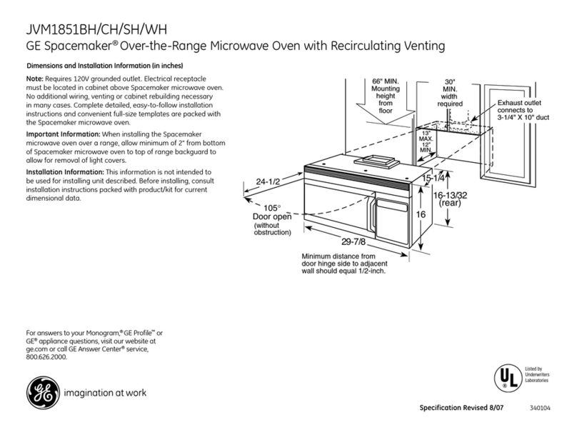 GE GE Spacemaker JVM1851BH User instructions