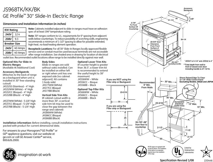 GE JS968TKWW - ProfileTM 30" Slide-In Electric... Manual