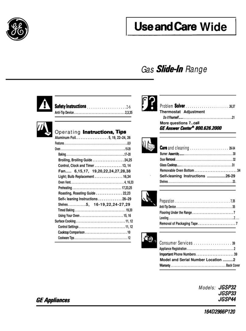 GE JGSP32 Use and care guide