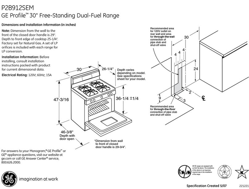 GE Profile P2B912SEMSS Manual