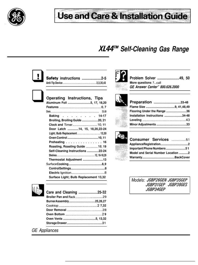 GE JGBP31GEP Use and care & installation guide