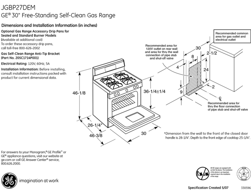 GE JGBP27DEMWW - 30" Gas Range User manual