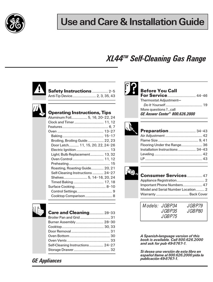 GE JGBP75 Use and care & installation guide