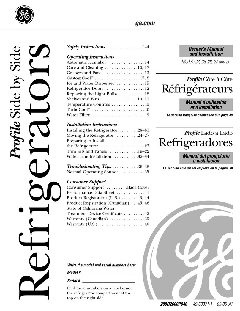 GE SIDE-BY-SIDE REFRIGERATOR 26 Safety guide
