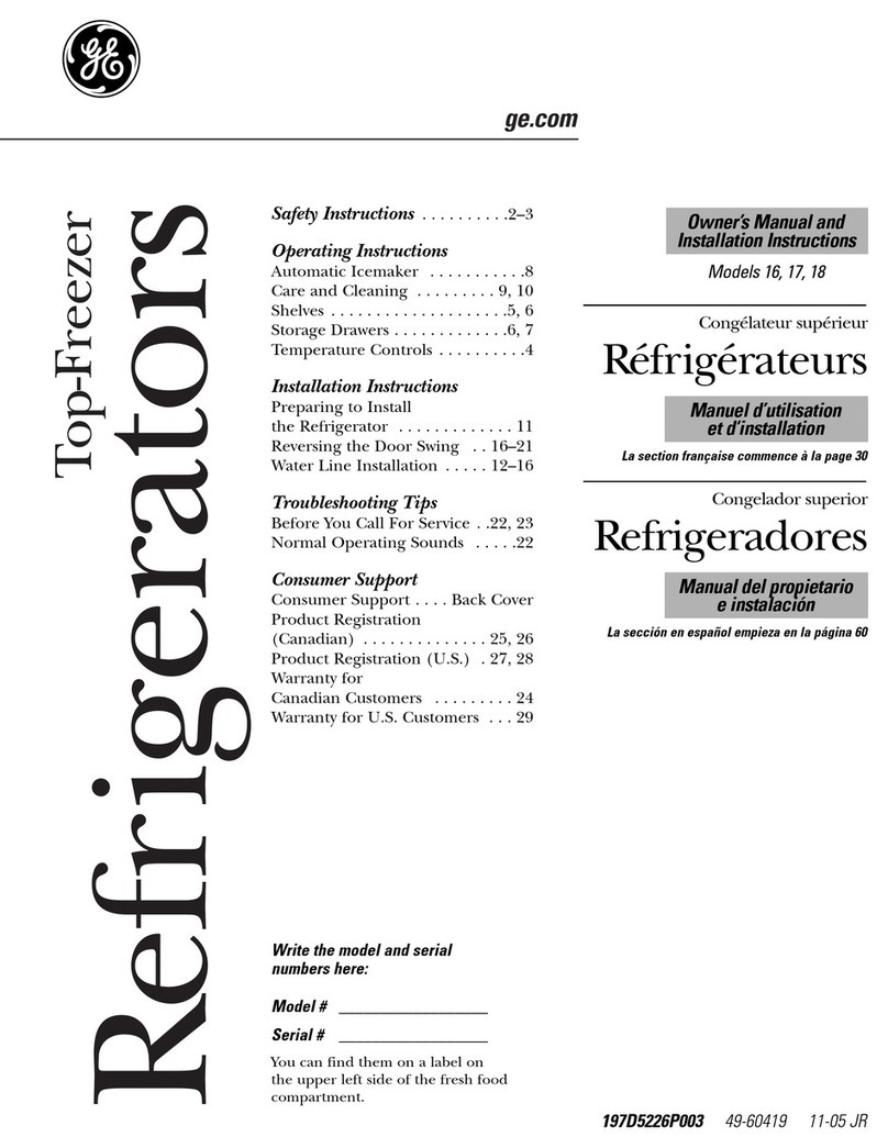 GE TOP-FREEZER 16 User manual