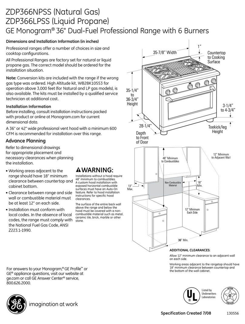 GE Monogram ZDP366LPSS Manual