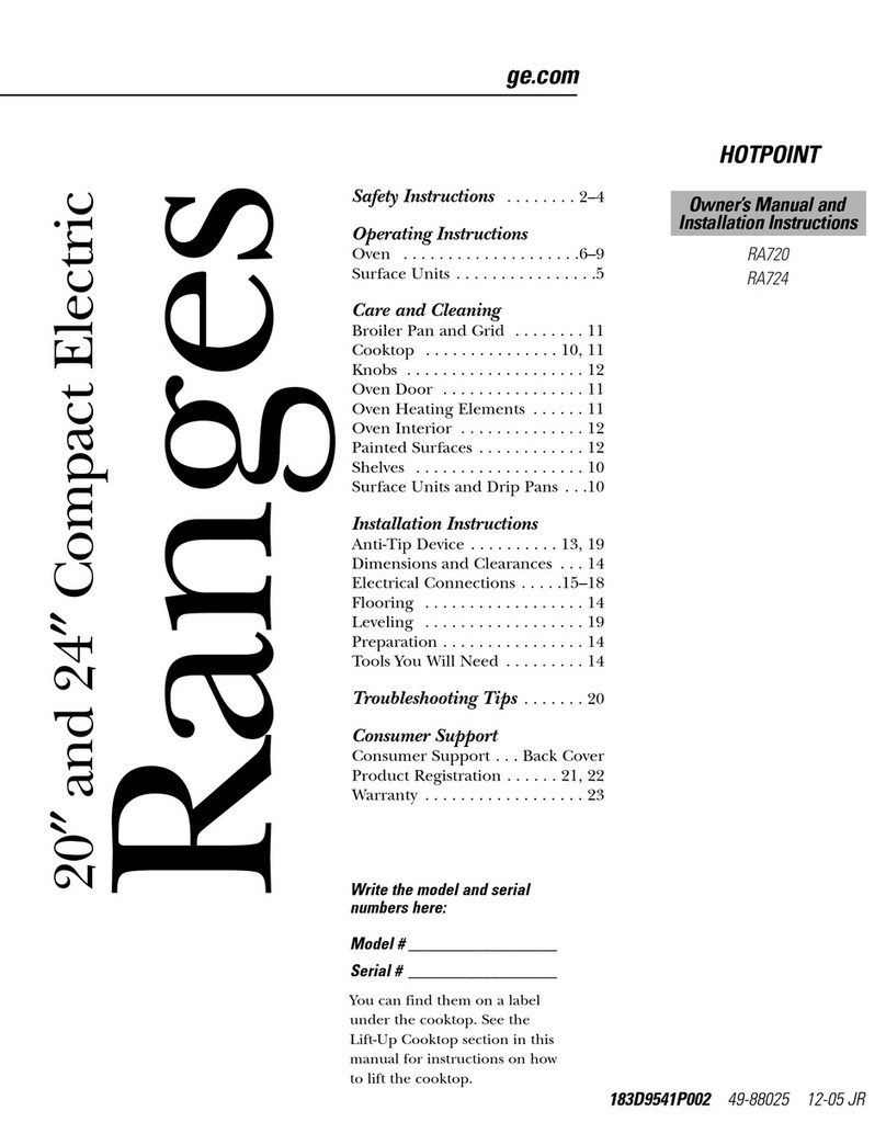 Hotpoint RA720 Owner's manual and installation instructions Hotpoint RA720 Owner's manual and installation instructions