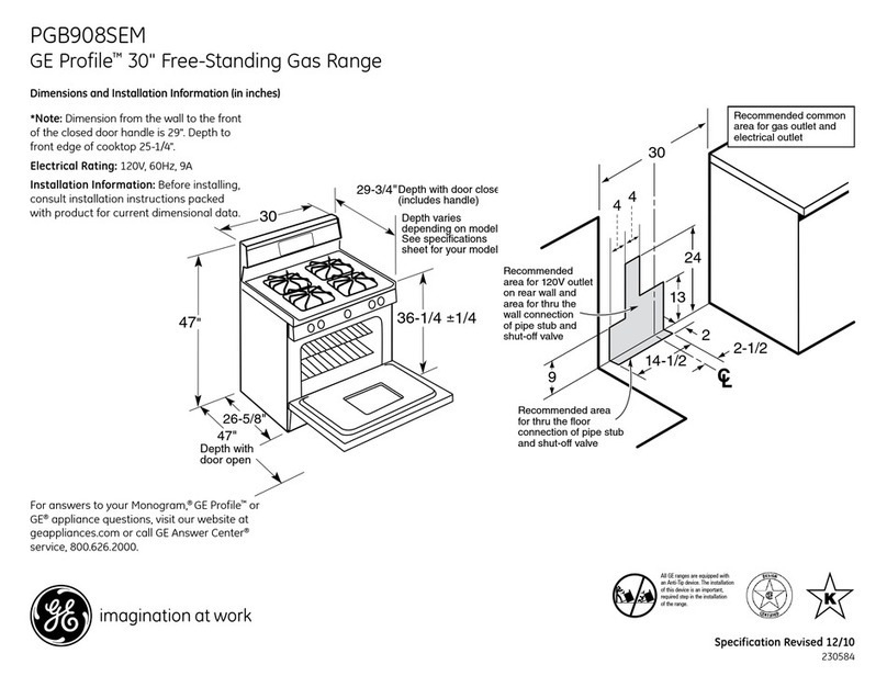 GE PGB908SEMSS - 30" Gas Ran Manual