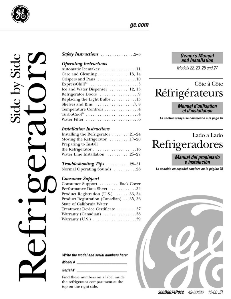 GE SIDE-BY-SIDE REFRIRATOR 22 User manual GE SIDE-BY-SIDE REFRIRATOR 22 User manual